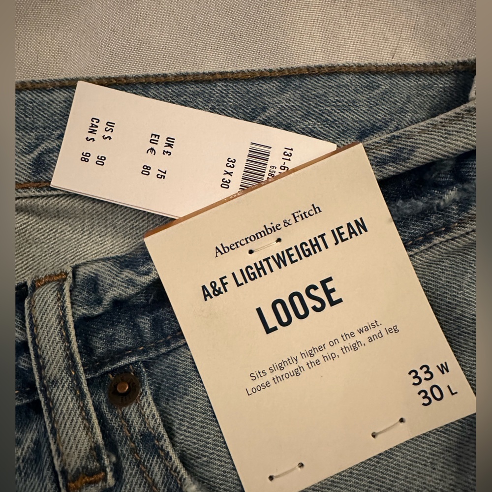 Abercrombie & Fitch Men's lightweight loose jeans 33x30 NWT - Picture 4 of 5